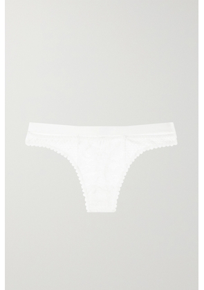 ELSE - Petunia Stretch-mesh And Corded Lace Thong - Ivory - x small,small,medium,large