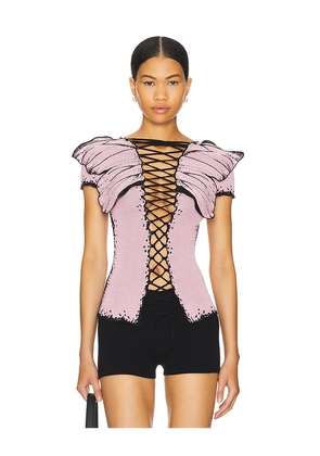 1XBLUE Lace Up Butterfly Vest in Pink. Size M, S.