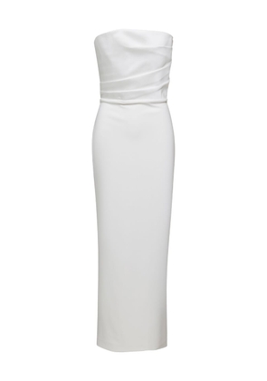 Solace London Afra Maxi Dress In Cream Twill & Crepe Knit