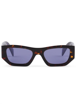 Prada Eyewear logo-plaque rectangle-frame sunglasses - Brown