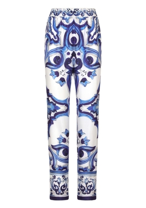 Dolce & Gabbana Majolica-print silk trousers - Blue