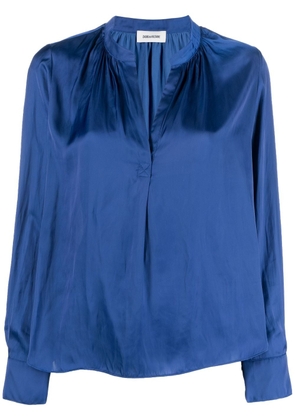 Zadig&Voltaire Tink band-collar satin-finish blouse - Blue