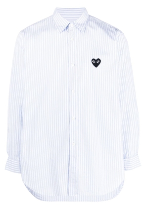 Comme Des Garçons Play logo-patch striped cotton shirt - Blue