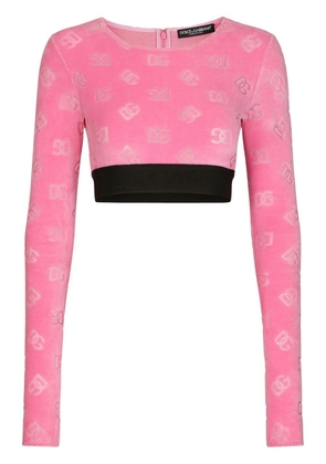 Dolce & Gabbana DG-logo flocked crop top - Pink