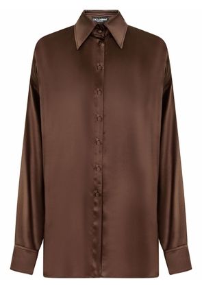 Dolce & Gabbana button-up silk shirt - Brown
