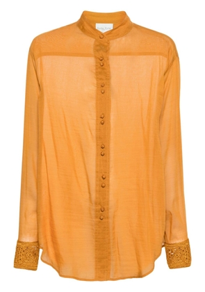 Forte Forte crochet-detail long-sleeve shirt - Brown