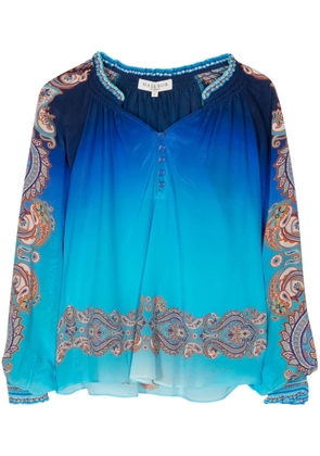 Hale Bob Everleigh paisley-print silk blouse - Blue