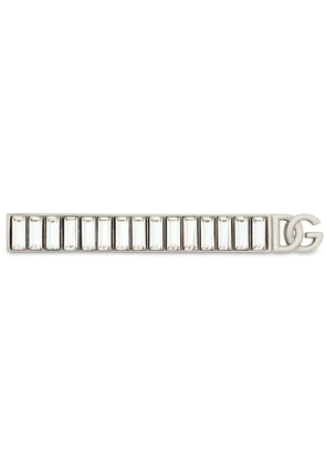 Dolce & Gabbana logo-plaque crystal-embellished tie clip - Silver