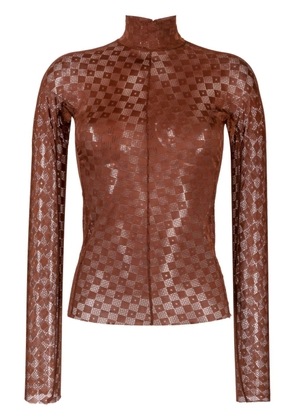 Forte Forte semi-sheer lace long-sleeved top - Brown