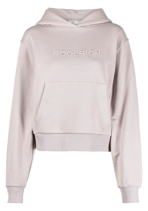 Woolrich logo-embroidered fleece hoodie - Purple