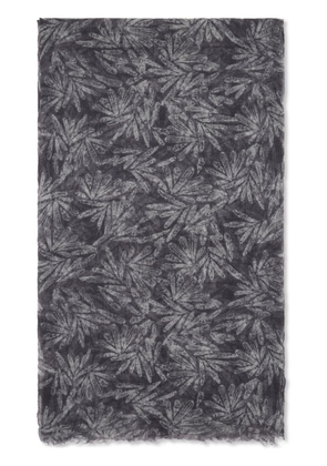Brunello Cucinelli leaf-print cashmere scarf - Grey