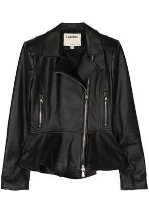 L'Agence Lyric peplum leather jacket - Black