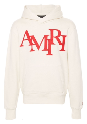 AMIRI Staggered logo-appliqué cotton hoodie - Neutrals