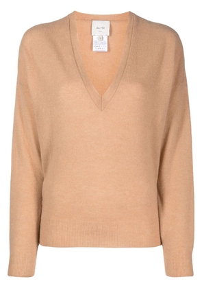 Alysi V-neck wool-blend jumper - Brown