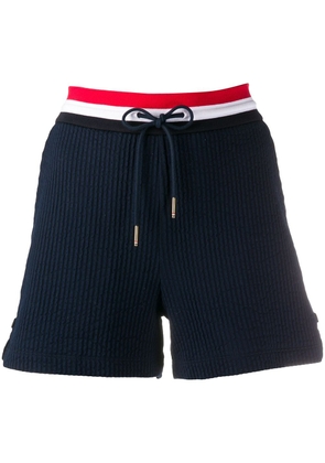 Thom Browne tricolour-waistband seersucker shorts - Blue