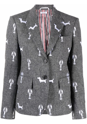 Thom Browne embroidered tweed blazer - Grey