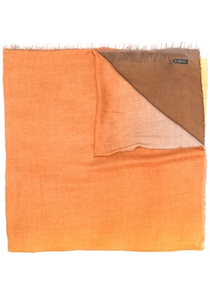Faliero Sarti colour-block frayed scarf - Orange