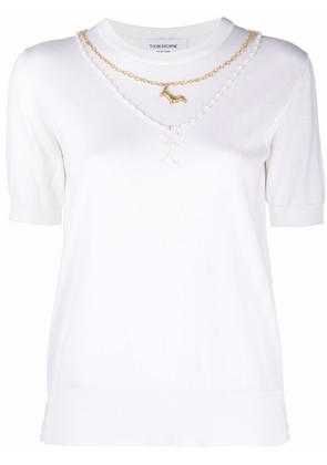 Thom Browne Mrs. Thom and Hector necklace knit top - White