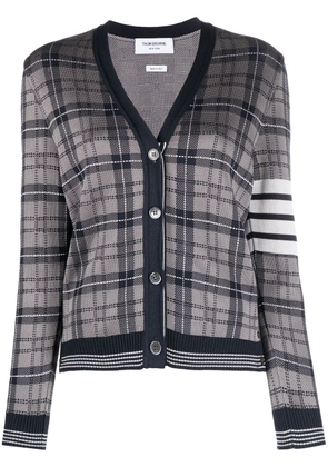 Thom Browne checked knitted cardigan - Grey