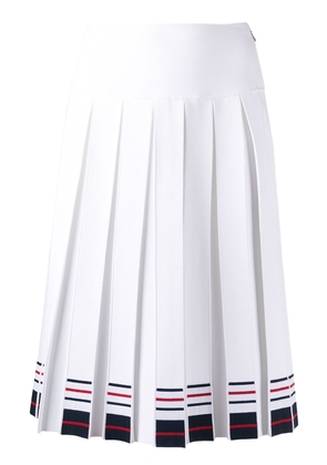 Thom Browne stripe trim box-pleat skirt - White