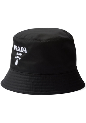 Prada logo-embroidered bucket hat - Black