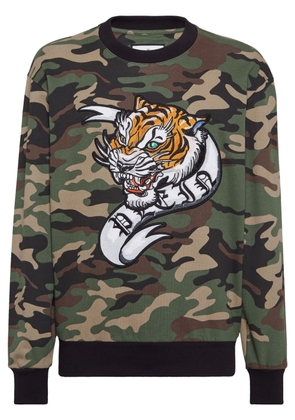 Philipp Plein Tattoo Tiger cotton sweatshirt - Brown