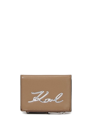 Karl Lagerfeld Signature tri-fold leather wallet - Neutrals