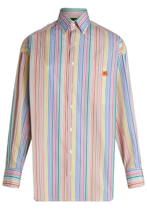 ETRO Pegaso-embroidery striped cotton shirt - Blue