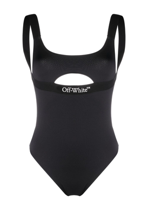 Off-White logo-print cut-out swimsuit - Black