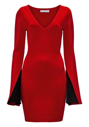 JW Anderson contrast-sleeve V-neck dress - Red