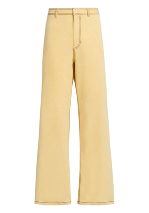 Marni contrast-stitching embroidered-logo trousers - Yellow