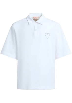 Marni graphic-print cotton polo shirt - White
