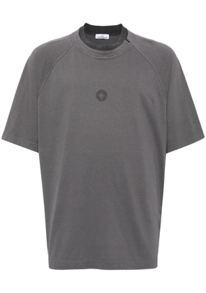 Stone Island logo-embroidered layered-neck T-shirt - Grey