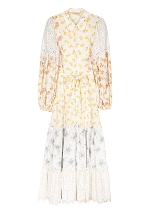 byTiMo floral-print puff-sleeve maxi dress - White