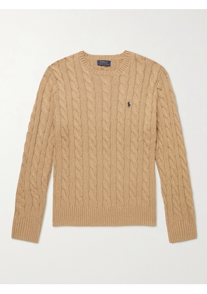 Polo Ralph Lauren - Logo-Embroidered Cable-Knit Cotton Sweater - Men - Neutrals - XS