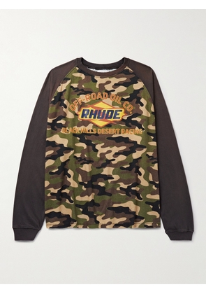 Rhude - Logo and Camouflage-Print Cotton-Jersey T-Shirt - Men - Green - XS