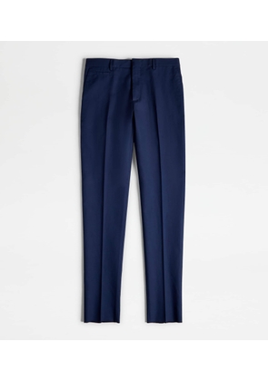 Tod's - Trousers in Linen Blend Twill, BLUE, L - Trousers