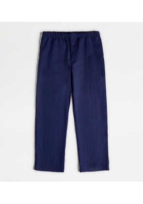 Tod's - Trousers in Linen with Drawstring, BLUE, L - Trousers