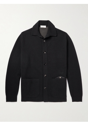 Agnona - Leather-Trimmed Cashmere and Cotton-Blend Cardigan - Men - Black - S