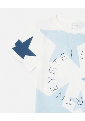 Stella McCartney - Stella Logo Star Print T-Shirt, Blue, Size: 14