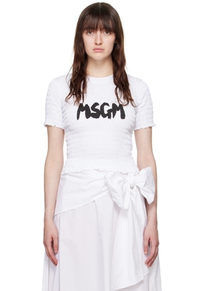MSGM White Shirred T-Shirt