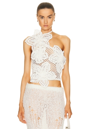 Cult Gaia Nazanin Crochet Top in Off White - White. Size M (also in ).
