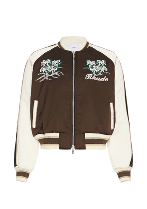 Rhude Souvenier Jacket in Brown & Cream - Brown. Size S (also in XL/1X).
