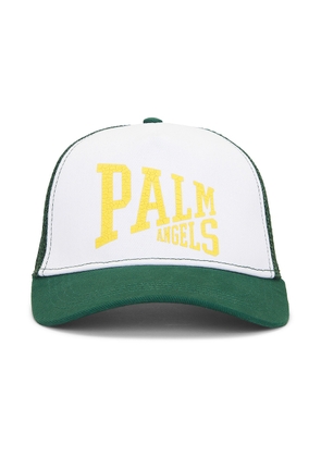 Palm Angels Pa League Trucker Cap in Green - Green. Size all.