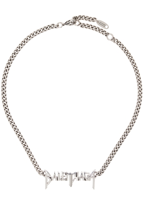 Balenciaga Gunmetal Typo Metal Necklace
