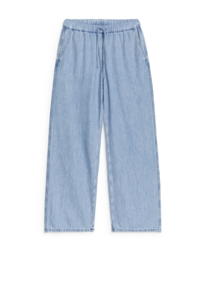 Drawstring Denim Trousers - Blue