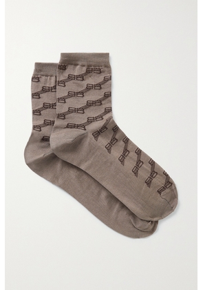 Balenciaga - Jacquard-knit Cotton-blend Socks - Gray - One size