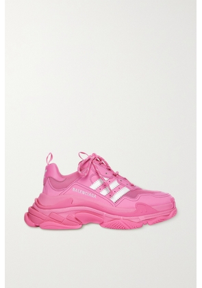 Balenciaga - + Adidas Triple S Embroidered Leather And Mesh Sneakers - Pink - IT35,IT36,IT37,IT38,IT39,IT40,IT41