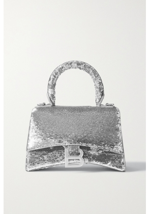 Balenciaga - Hourglass Xs Sequined Leather Tote - Silver - One size