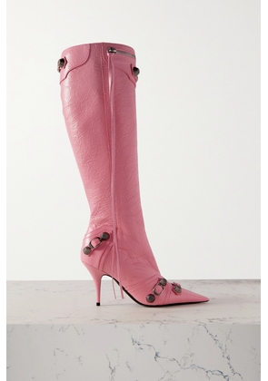Balenciaga - Cagole Embellished Textured-leather Knee Boots - Pink - IT36,IT37,IT38,IT39,IT40,IT41